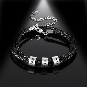 Personalized Name Leather Bracelet for Men