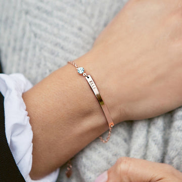 Personalized Bar and Birthstone Bracelet