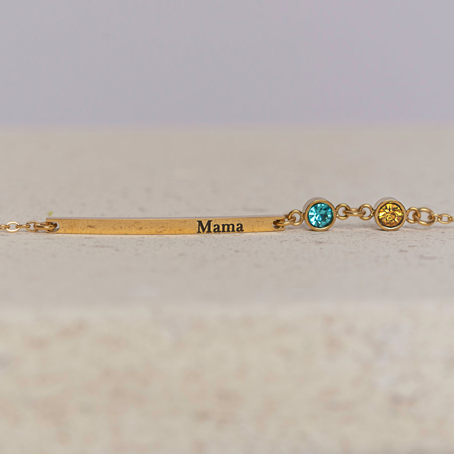Mama Personalized Bar and Birthstone Bracelet