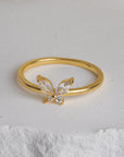 Dainty Butterfly Diamond Ring