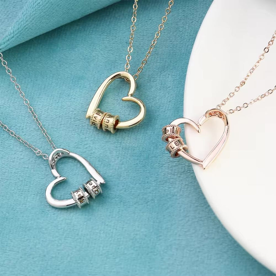 Engraved Heart Beads Necklace