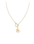 Engraved Double Heart Drop Necklace