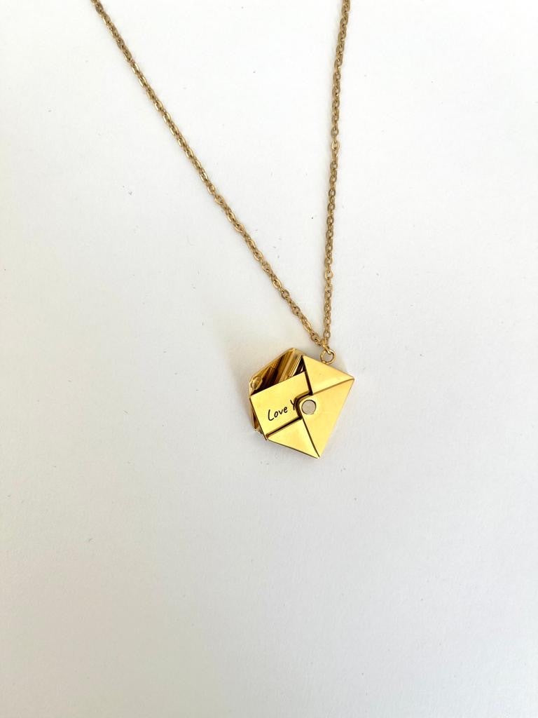 Personalized Envelope Letter Necklace with Real Rose Box