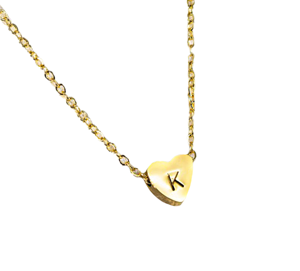 Tiny Initial Heart Necklace