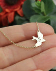 Personalized Dove With Initial Sideways Necklace