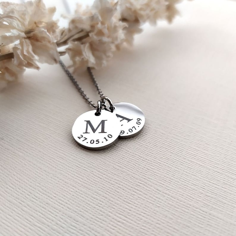 Initial and Date Disc Necklace