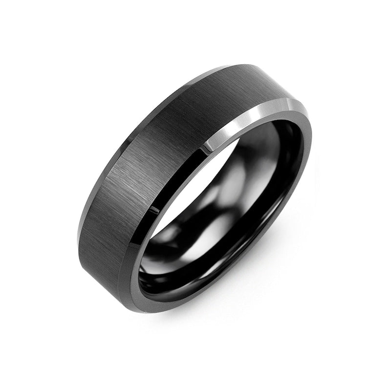 Beveled Black Domed Ring for Men