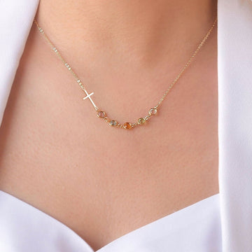 Cross with Birthstone Necklace