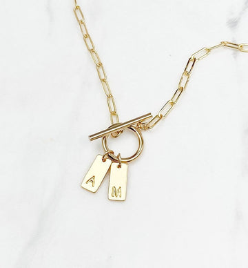 Gold Tag Paperclip Chain Necklace