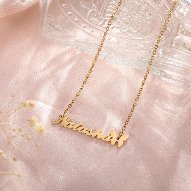 Personalized Name Butterfly Necklace