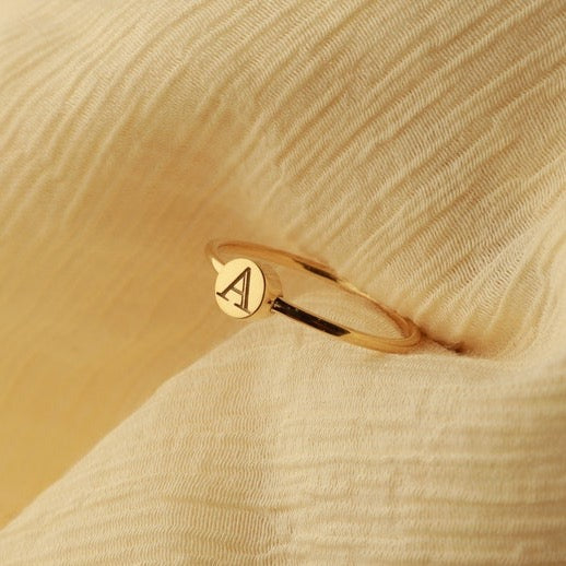 Dainty Personalized Initial Ring