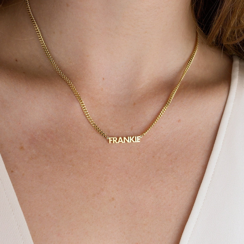 Personalized Name Necklace with Curb-Style Chain