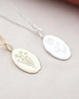 Personalized Oval Birth Flower Necklace