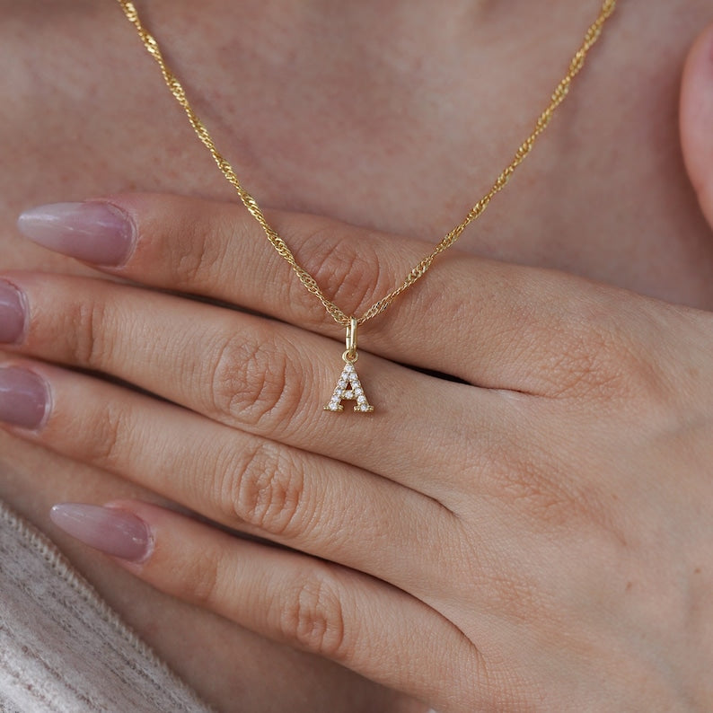 Diamond Initial Birthstone Necklace