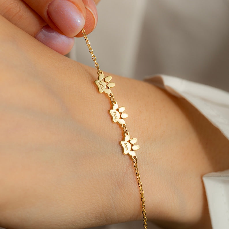 Paw Print Name Bracelet