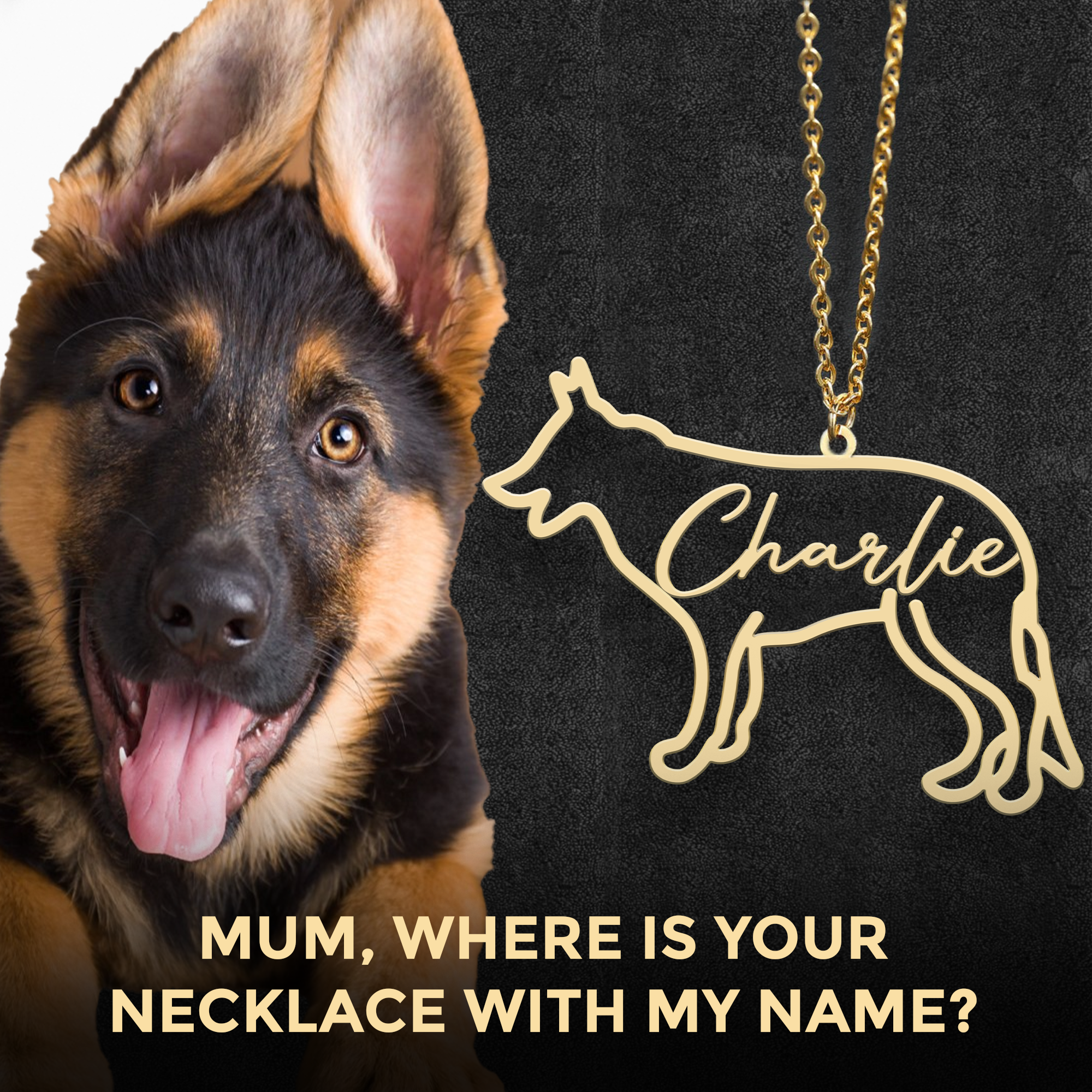 Personalized necklace with your dog's breed and name